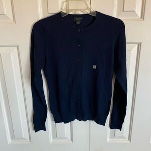 Ann Taylor Navy Blue Cardigan Sweater Classic Knit